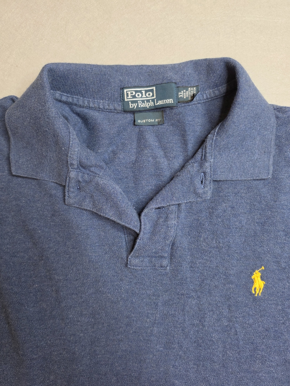 Ralph Lauren Men’s Blue Polo with Yellow Pony XL Custom Fit